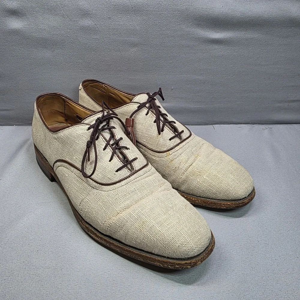 VINTAGE‎ 1985 Allen Edmonds Hunter Mens Oxford Linen Shoes 8 Grey Made USA RARE